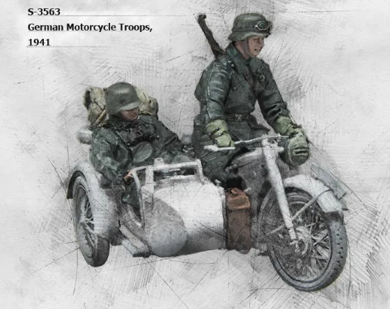 Немецкая Миниатюрная модель мотокросса на 2 человека в масштабе Вторая мировая