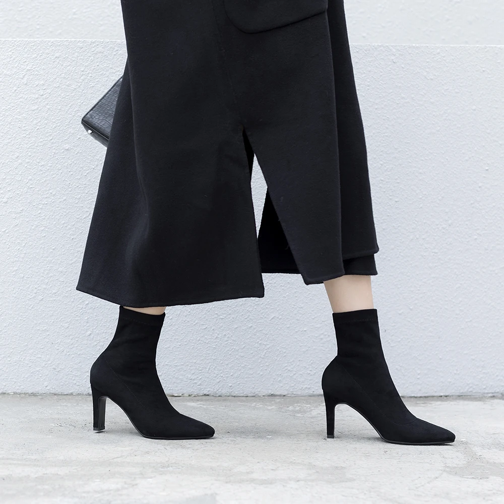 Женские замшевые ботильоны BERZIMER удобные эластичные без застежек размер 34 39