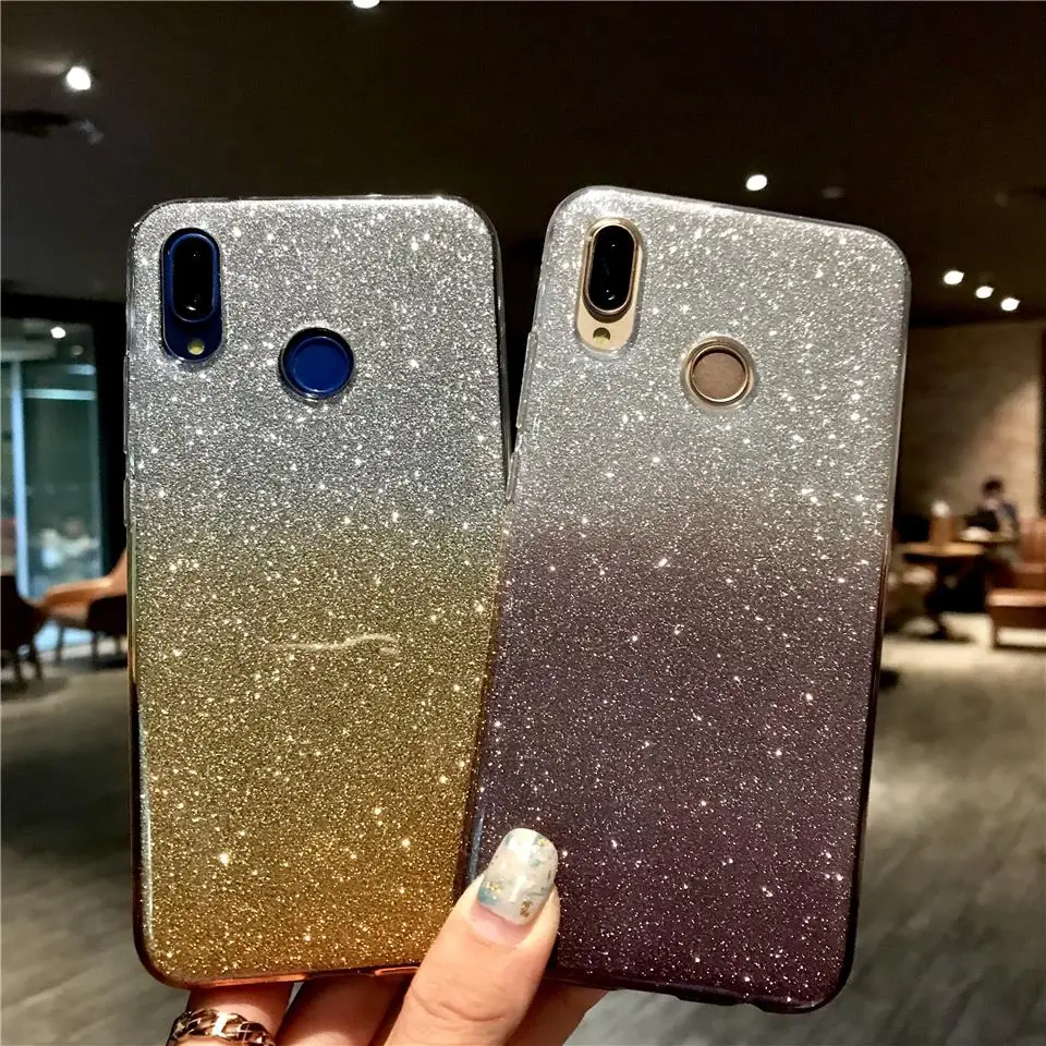 Блеск силиконовая в цветах радуги чехол для huawei P20 Lite P10 Коврики 20 10 9 8 Honor 7X 6X 6A iphone X