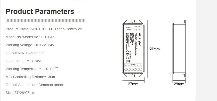 MI светильник PX1/FUT043/FUT044/FUT045 100 Вт 5 в 1/RGB+ CCT/RGBW контроллер светодиодной ленты 2,4G RF/APP/alexa Голосовое управление