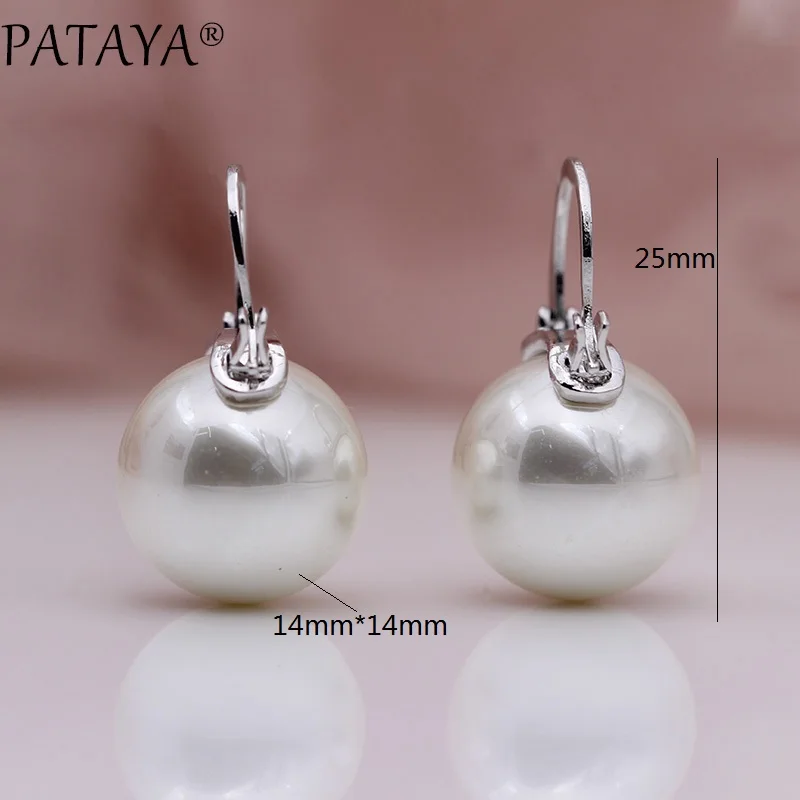 PATAYA, новинка, круглые, имитация жемчуга, длинные серьги, 585, розовое золото, женские вечерние, подарок, хорошее ювелирное изделие, простые серьги-подвески большого размера