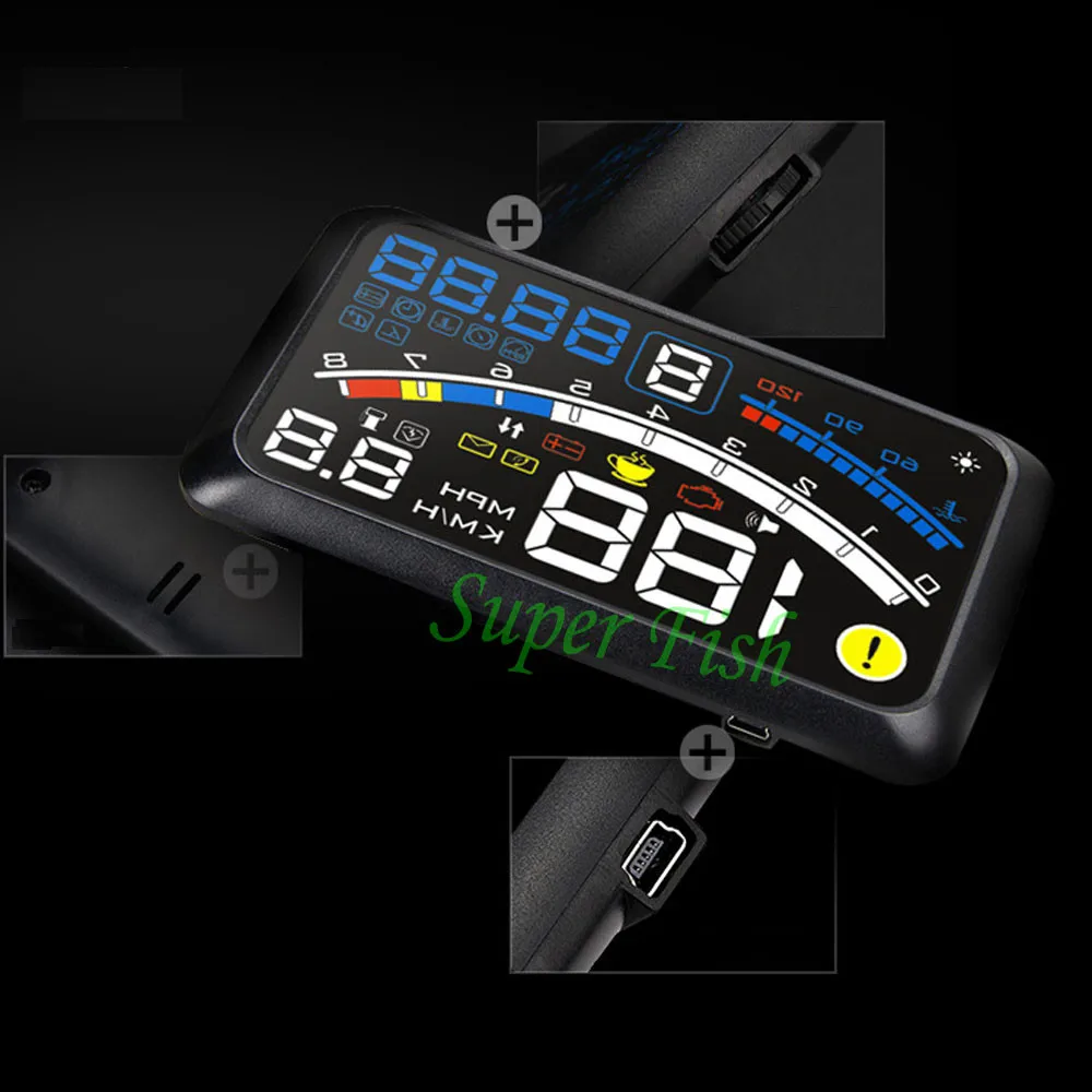DHL/FedEx/ETK 10 шт./5," Лот Автомобиль HUD дисплей HUD OBD II Автомобильная Марка EOBD топливный параметр дисплей превышение скорости Предупреждение хорошего качества