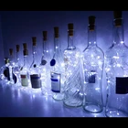 Гирлянда 2 м, 20 светодиодов, светильники в форме винных бутылок с пробкой, встроенный аккумулятор, светодиодная лампа в форме пробки, серебристая проволока, цветная Сказочная мини-гирлянда