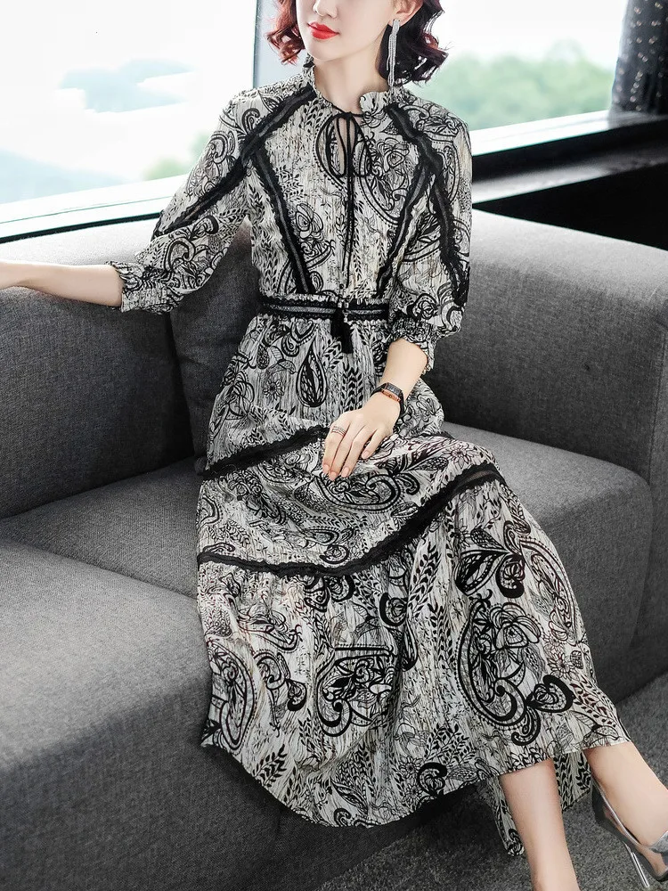 Винтажные 100% шелковое летнее платье 2021 корейские туфли лодочки цвета: черный