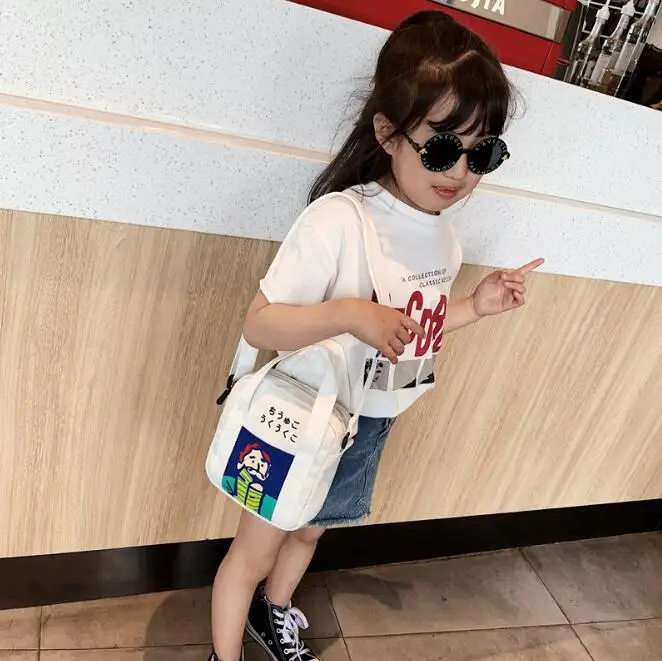 Милые холщовые мини сумки через плечо для девочек мультяшный Кошелек монет