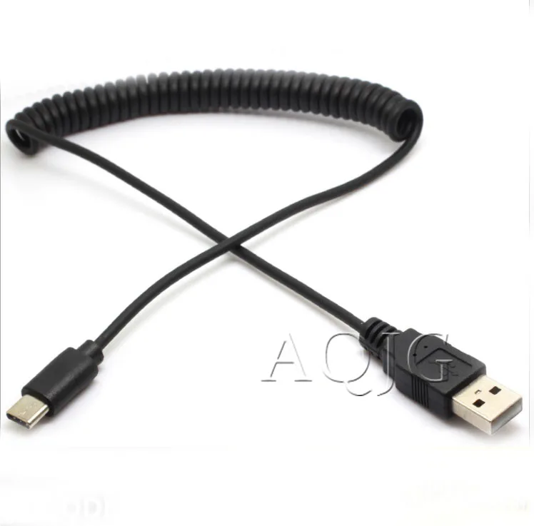 

1m/3.3ft USB 3.1 Type-C Male to Male Data Transfer Sync Cable Type C M/M Fast Charging Cord Spring Wire Line for Macbook PC