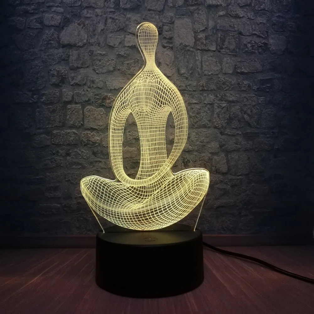 3D лампа для йоги медитация USB ночной Светильник многоцветный светодиодный