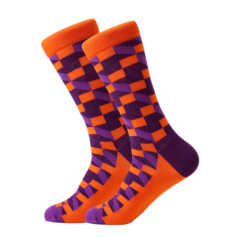 LETSBUY 5 pair/lot mens socks cotton colorful funny crew socks long vibrant socks for man business dress wedding gift socks