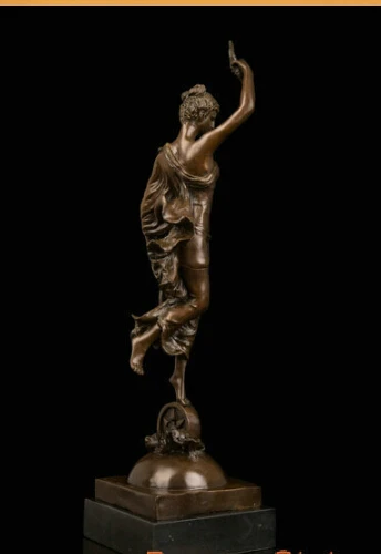 Art Deco Sculpture Beautiful Woman Goddess Girl Hold Trump Bronze Statue Signed | Statues &amp Sculptures