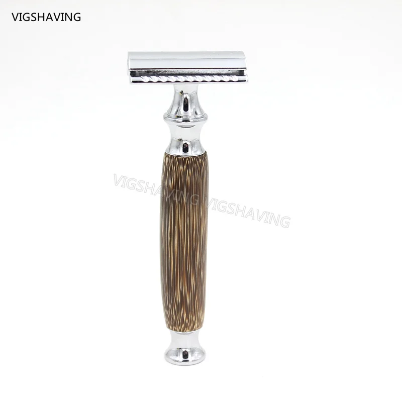 VIGSHAVING Baber, Мужская Безопасная бритва с двойным краем, Бамбуковая Безопасная бритва для мужчин