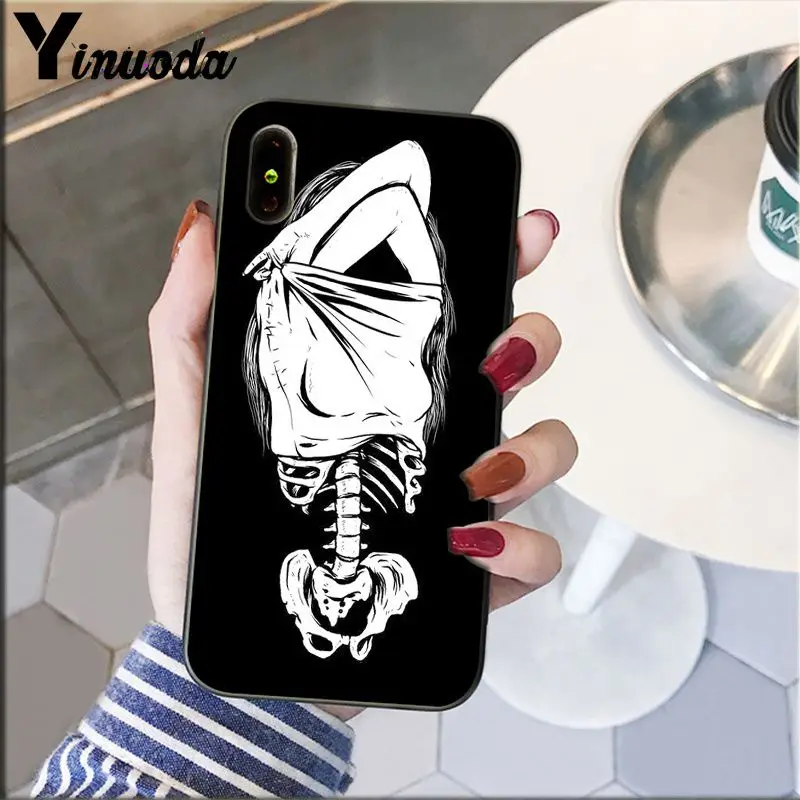 Yinuoda милый Скелет ТПУ мягкий силиконовый черный чехол для телефона для Apple iPhone 8 7 6 6S Plus X XS MAX 5 5S SE XR чехол