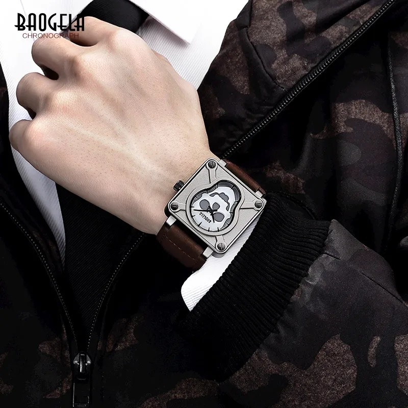 Часы BAOGELA мужские кварцевые аналоговые светящиеся с кожаным ремешком|Кварцевые