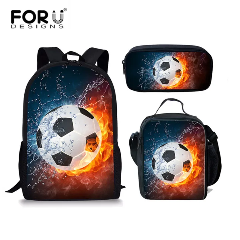 W4379CGD FORUDESIGNS/3 шт./компл. детские школьные сумки для детей мальчиков огненные ноги мяч шаблон в начальной ортопедической рюкзаки на плечо - Цвет: W4379CGD