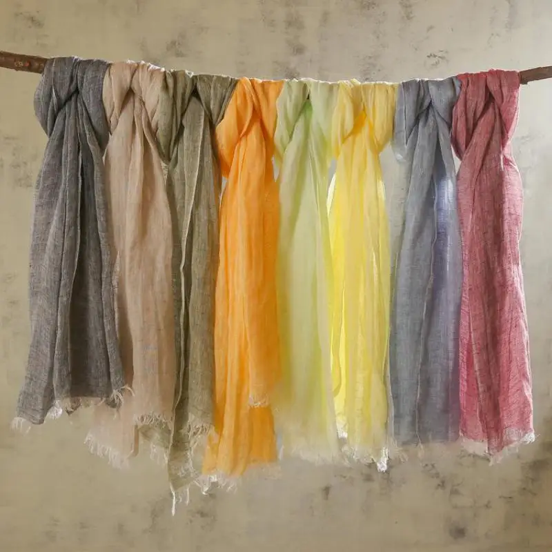 Unisex Style spring summer autumn winter Scarf Cotton And Linen Solid Color long women's scarves shawl fashion men scarf |