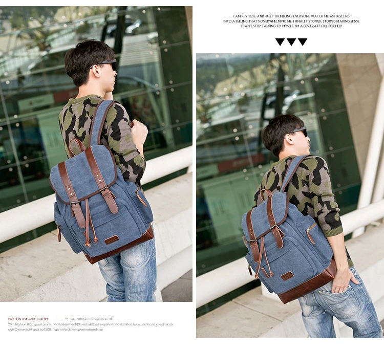 

MCO vintage canvas backpack school Shoulder Computer Backpacking Men Functional Versatile Bags large capacity travel backpack