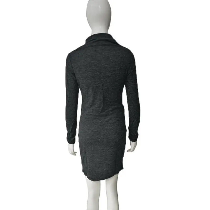 Women Ladies Dress Fashion Solid color long sleeve high collar Package Hip Slim Mini Pencil Business vestidos de verano Y* | Женская