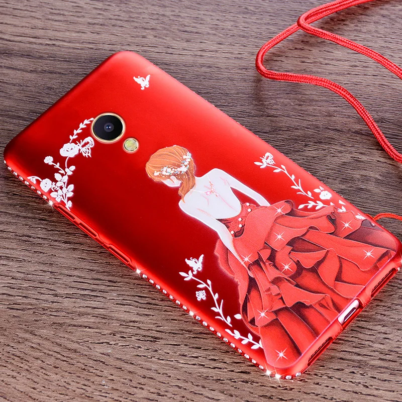 Meizu M5S case luxury fashion diamonds dress girl back cover for MeiZu silicon protective PU rhinestone mobile phone cases |