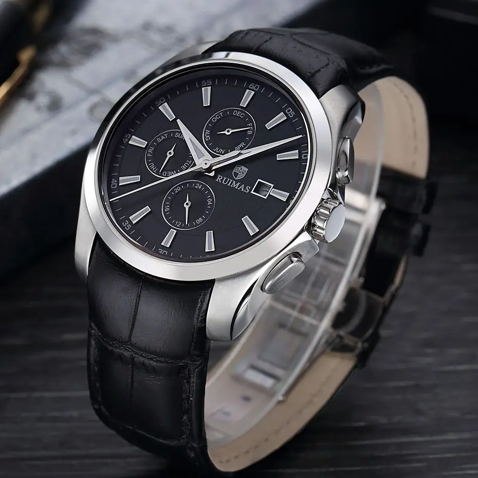 Reloj Hombre мужские деловые автоматические механические часы классические роскошные наручные часы Мужские часы с ремешком из натуральной кожи