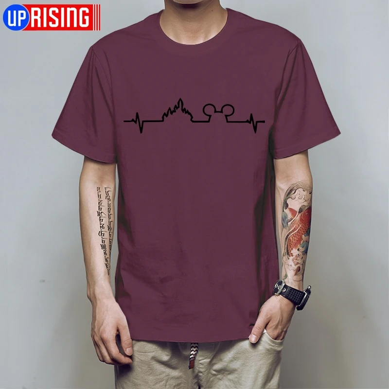 maroon black Летняя футболка для мужчин Микки Маус сердце любовь one love День Святого Валентина забавная футболка с короткими рукавами футболка мужская футболка HB77 - Цвет: maroon black