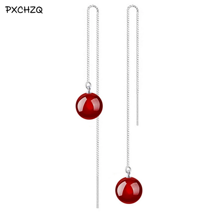 Женские милые серьги серебристые черные и красные 8 мм | Украшения аксессуары