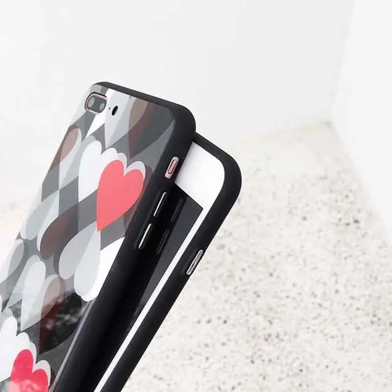 Lovely Splice Love Heart Couples Phone Case For iphone X 6 6S 6plus 7 7plus 8 Plus Cases Back Cover Coque |