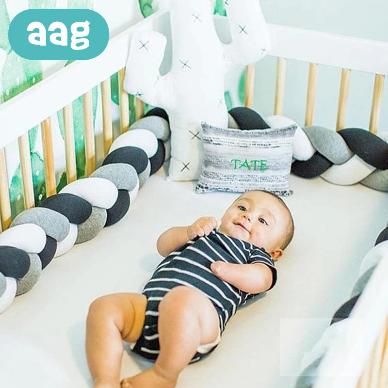 AAG 3M/4M для новорожденного ребенка кровать бампер плетение плюшевый узел детская