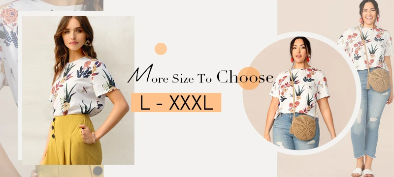 SHEIN Цветочная Футболка С Графическим Принтом Женский Летний Повседневный Топ С Короткими Рукавами И Круглым Вырезом