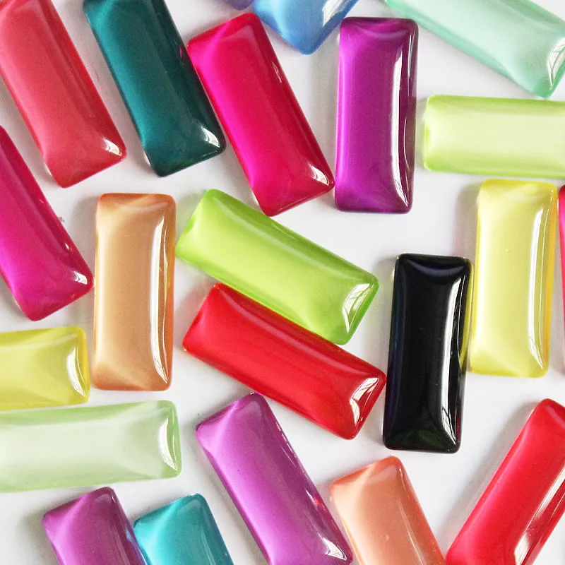 10x25 мм разноцветный Прямоугольный Стеклянный кабошон купол Ювелирная фурнитура