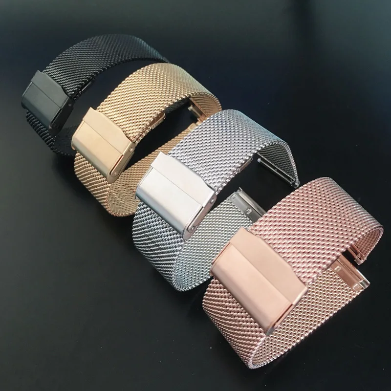14/16/18/20 mm Watch steel Strap Accessories waterproof safety buckle braided mesh band belt watchband for DW Tissot Longines | Наручные