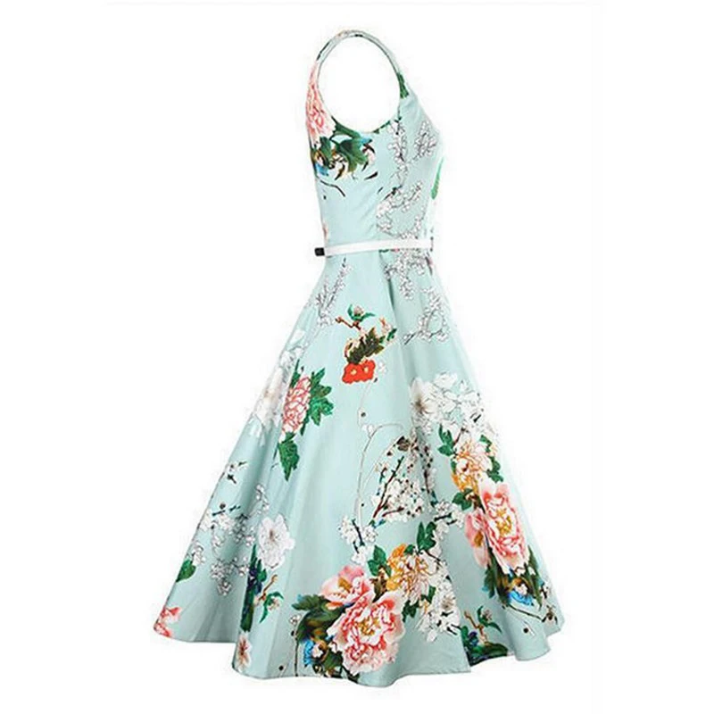 Лето Цветочные платья женщин 2017 Ретро старинные рукавов 50 s 60 dress vestidos рокабилли