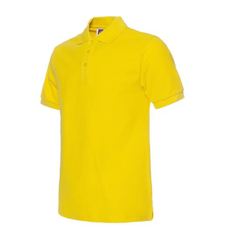 yellow Новая брендовая мужская рубашка поло, мужская хлопковая рубашка поло с коротким рукавом, Повседневная Однотонная рубашка Camisa Polo Masculina De Marca S-3XL - Цвет: yellow