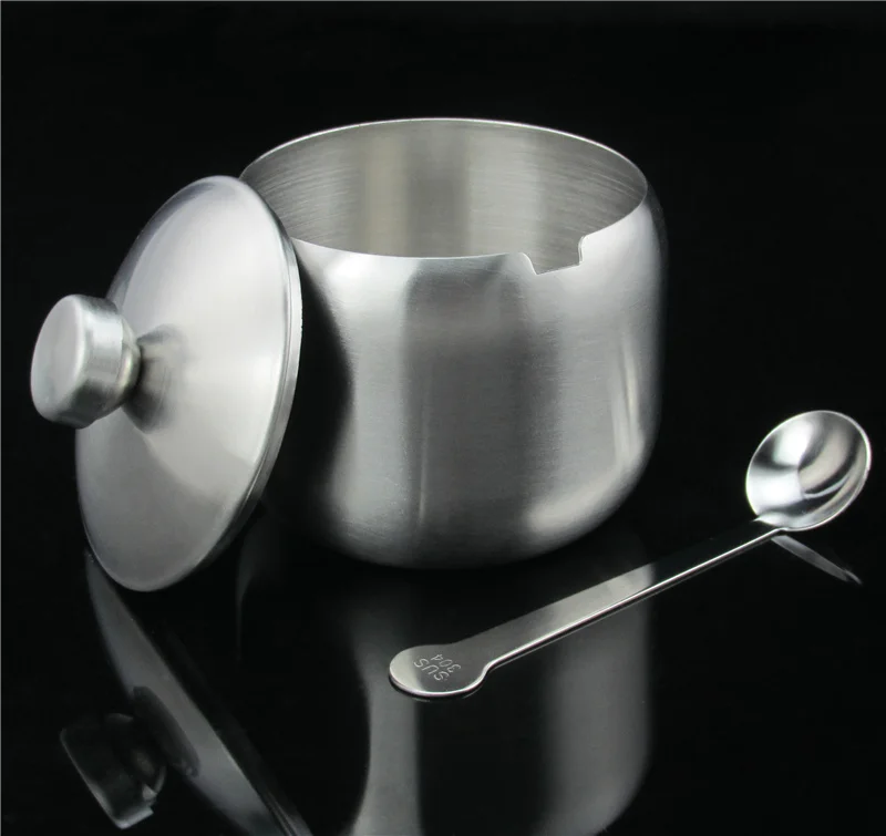 SUS304 нержавеющая сталь 18/8 приправа банка соль горшок cruet сахарная чашка Ложка