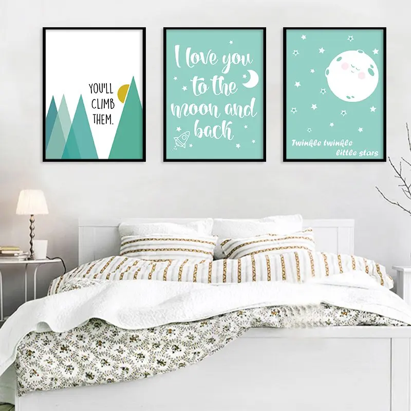 Love You To The Moon и Back Quotes настенный плакат скандинавский холст печать картина маслом
