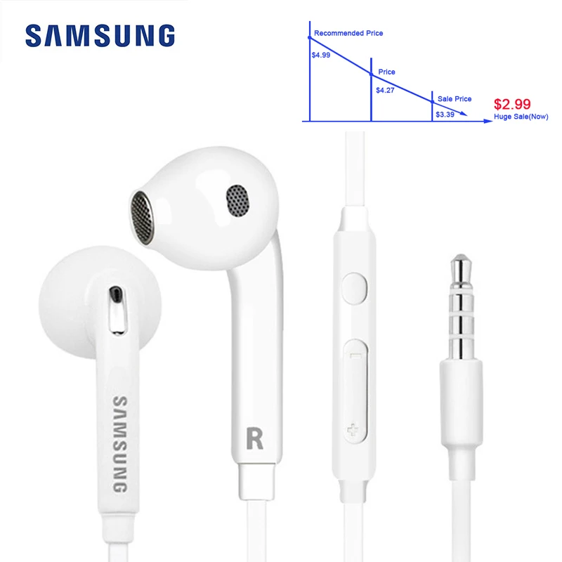 Оригинальные проводные наушники Samsung EG920 с разъемом 3 5 мм вкладыши микрофоном