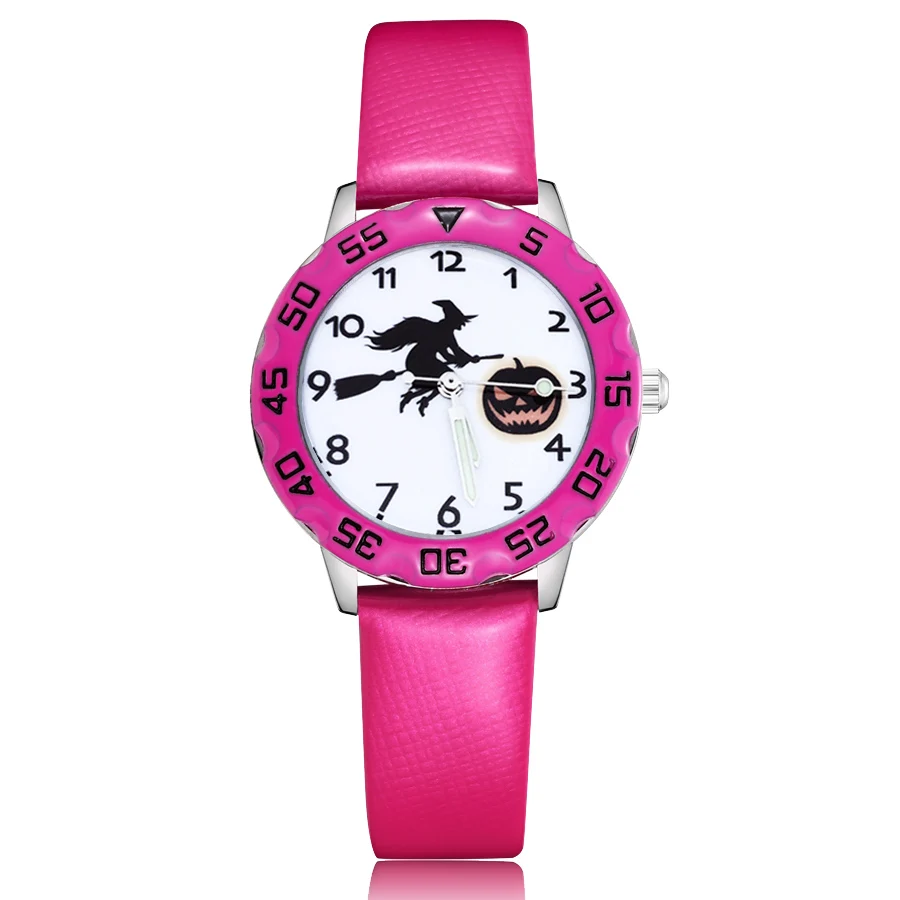 Fashion HALLOWEEN Witch Pumpkin Style Children's Kids Student Girls Boys Quartz Leather Wrist Watches Clcok JM53 | Наручные часы