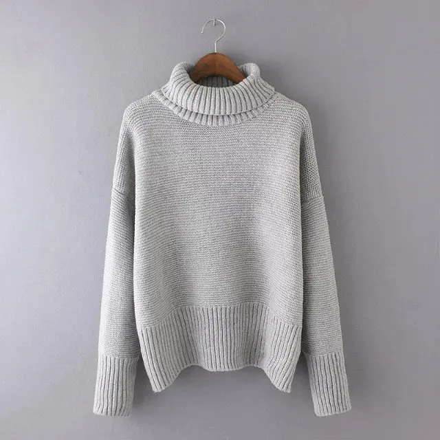 Свитер 2017 Женщин Старинные Высокая Шея Широкий Рукав Вязаный Утолщение Теплый