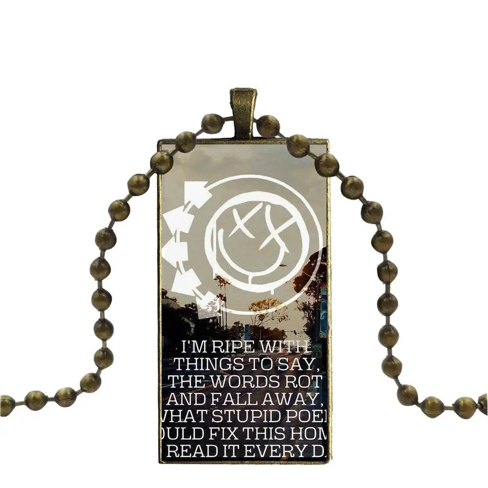 Tom Delonge Rock Band Blink 182 Skin For Girls Gifts Glass Cabochon Pendant Necklace Rectangle Fashion |