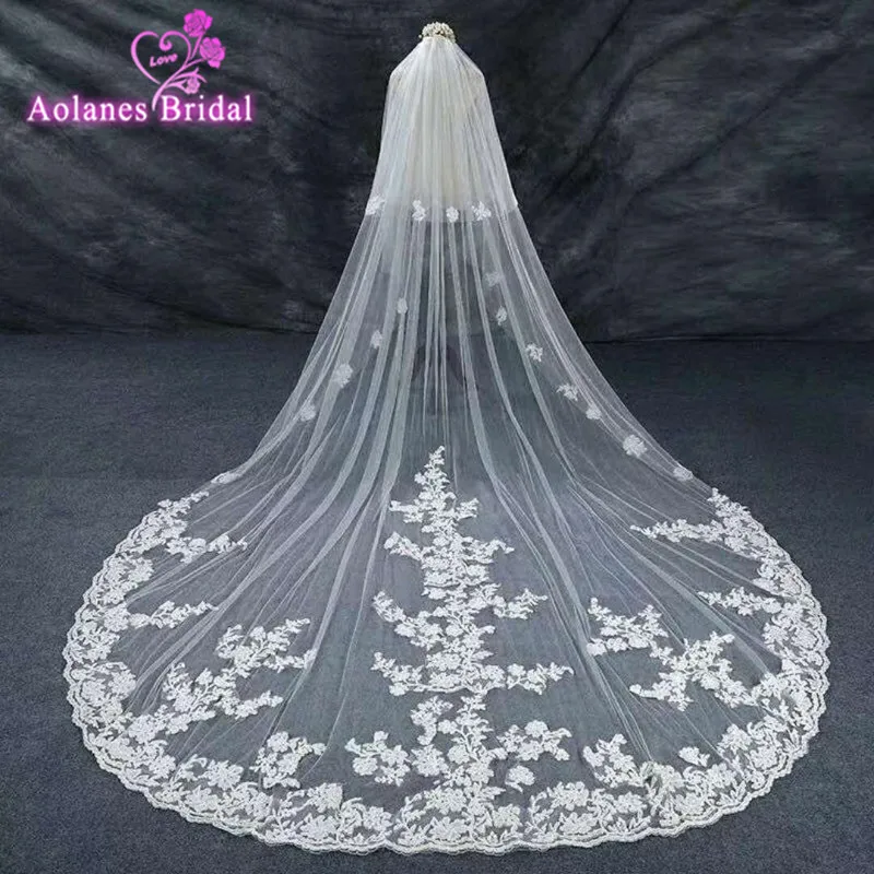 2017 Новая Винтажная кружевная Фата с аппликацией по краю 3х3 5 м длинная