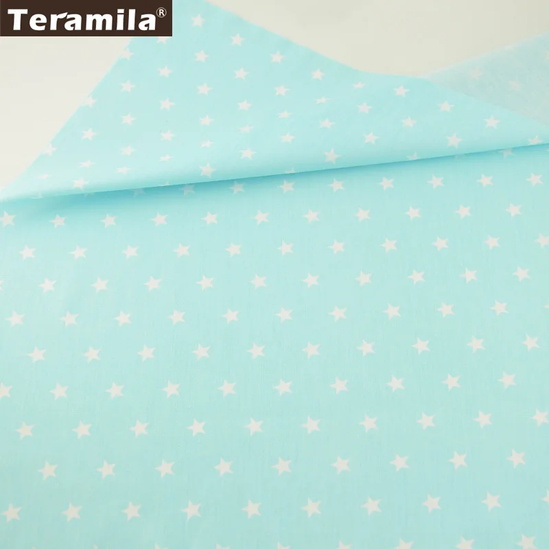

Teramila Fabrics Little Stars Designs Light Blue 100% Cotton Twill Fat Quarter Quilting Textile Bedding Sheet Garment Tecido CM