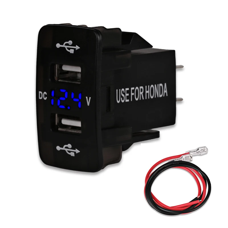 Blue for Honda 1 шт. 5 в 4.2A для Toyota Dual USB Автомобильное зарядное устройство Быстрая зарядка 2 USB порта Авто адаптер светодиодный вольтметр розетка для Honda 12-24 В - Название цвета: Blue for Honda