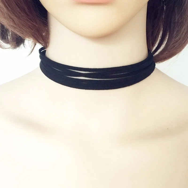 Черные замшевые колье чокер в готическом стиле бархат богемные Короткие