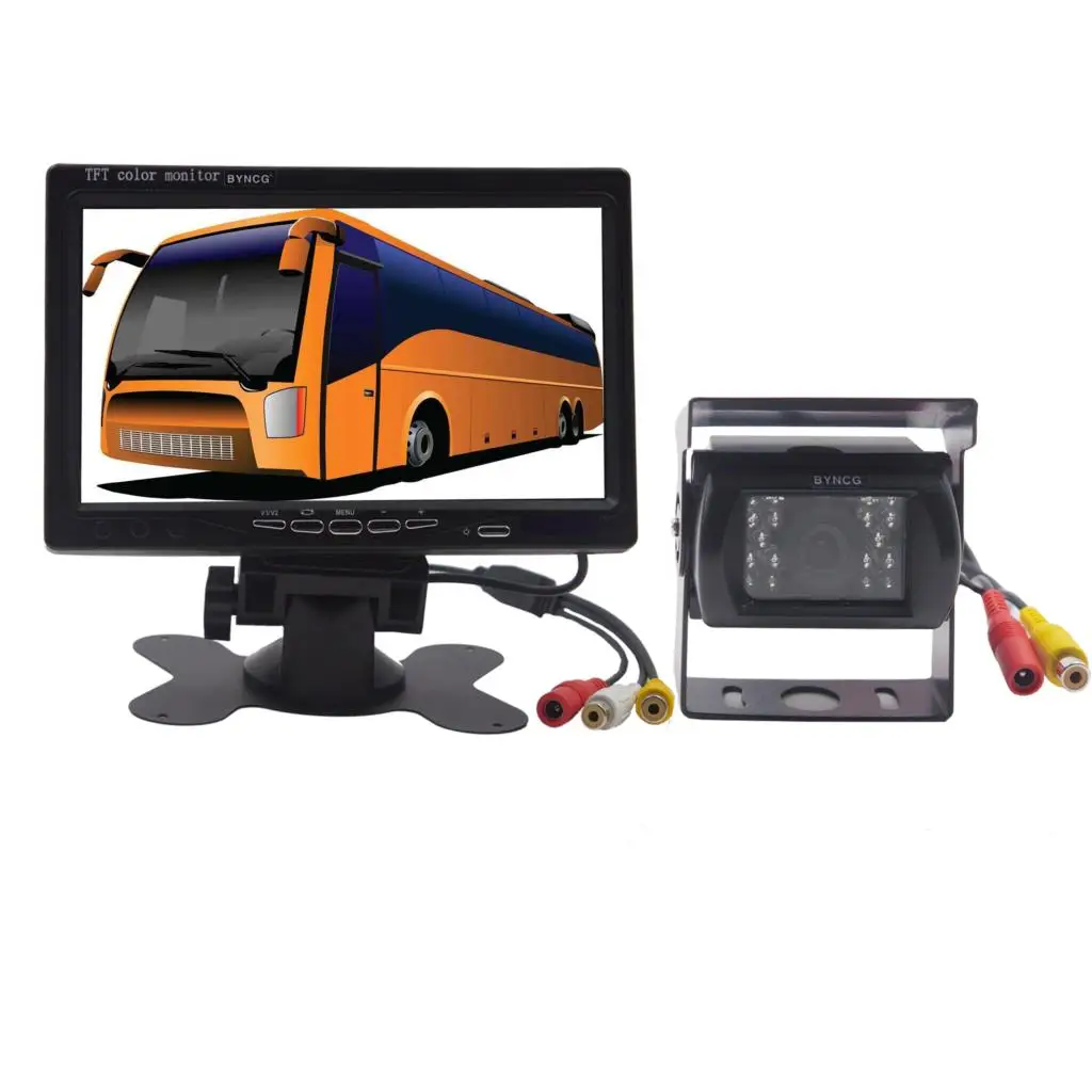 BYNCG DC 12 V 24 7 &quotTFT lcd Автомобильный монитор + 4 Pin IR камера ночного видения заднего