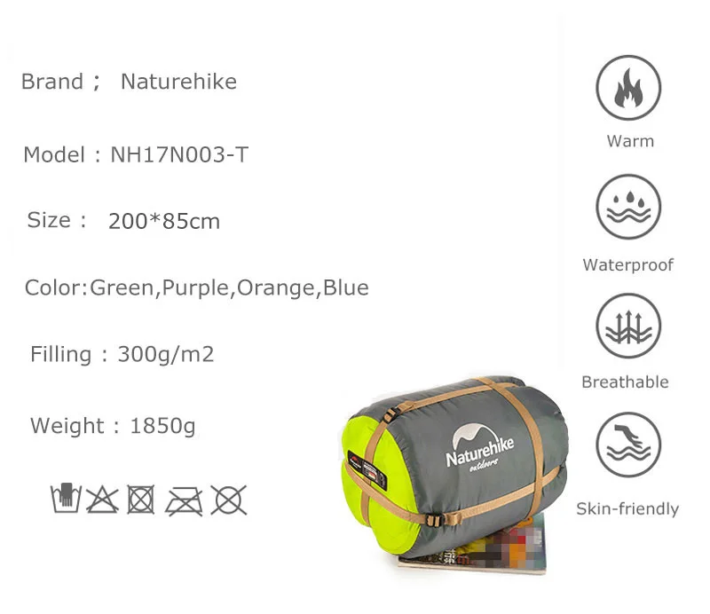 Naturehike сверхлегкие спальные мешки для отдыха на открытом воздухе, кемпинга, пеших прогулок, весенне-осенний хлопковый ленивый мешок, спальный мешок для путешествий