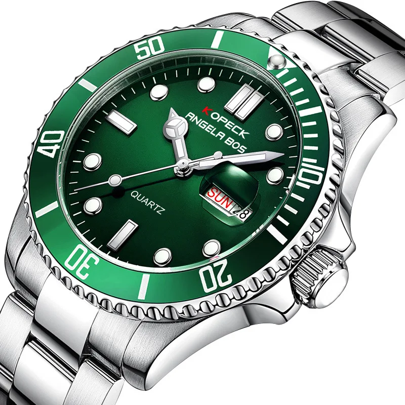 Роскошные модные мужские кварцевые часы из нержавеющей стали светящиеся с