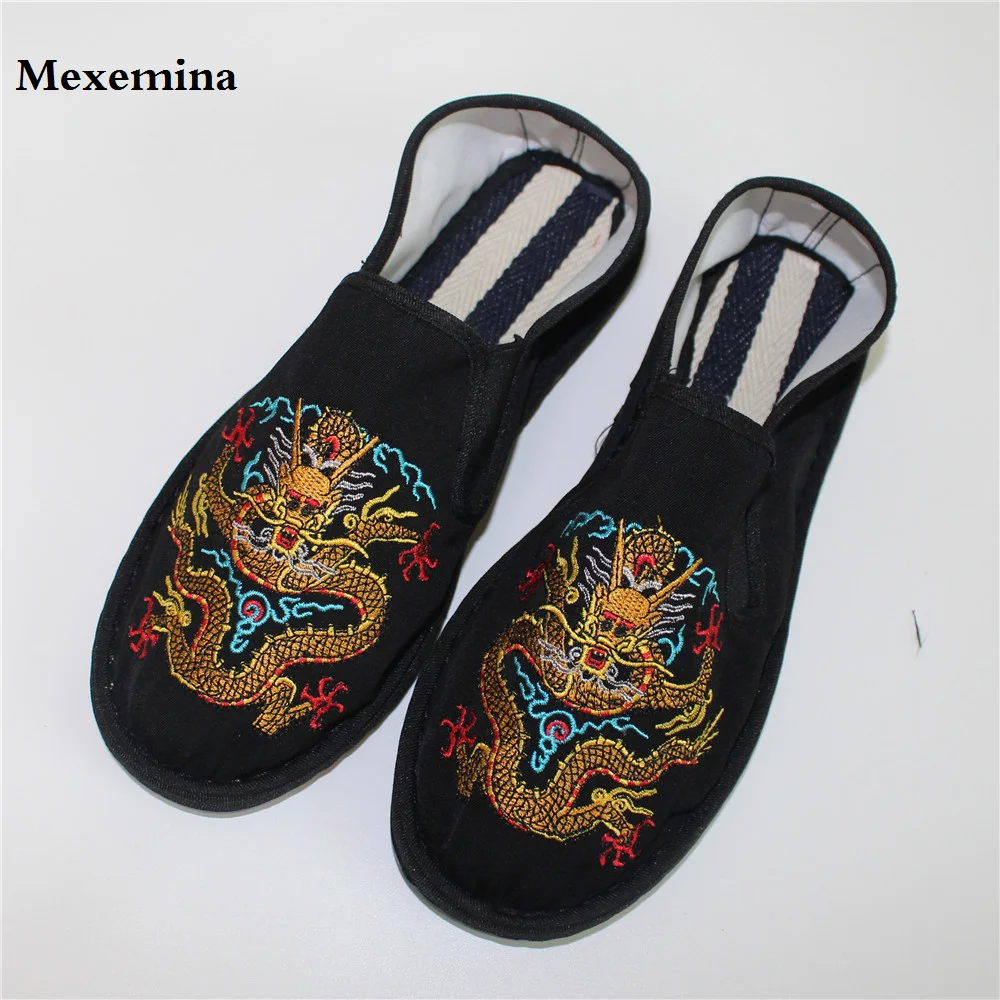 Летняя мужская парусиновая обувь в этническом стиле повседневная с вышивкой