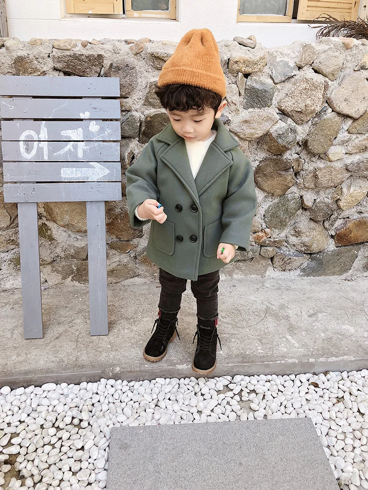 Мальчиков шерстяная куртка осень-зима для малышей Дети Красивый пальто с