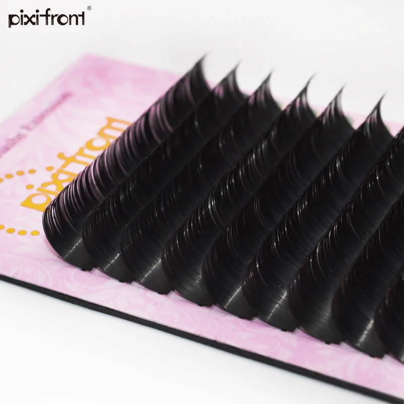 PIXIFRONT 16Rows Ellipse Flat False Eyelash Extensions Soft Roots Split Tips individual false mink lashes | Красота и здоровье