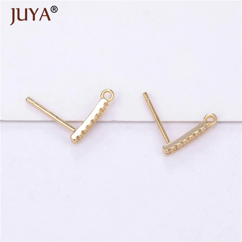 DIY аксессуары для изготовления сережек покрытые 14 K настоящим золотом с цирконом в форме стержня серьги-Крючки фурнитура ручной работы ювелирное изделие