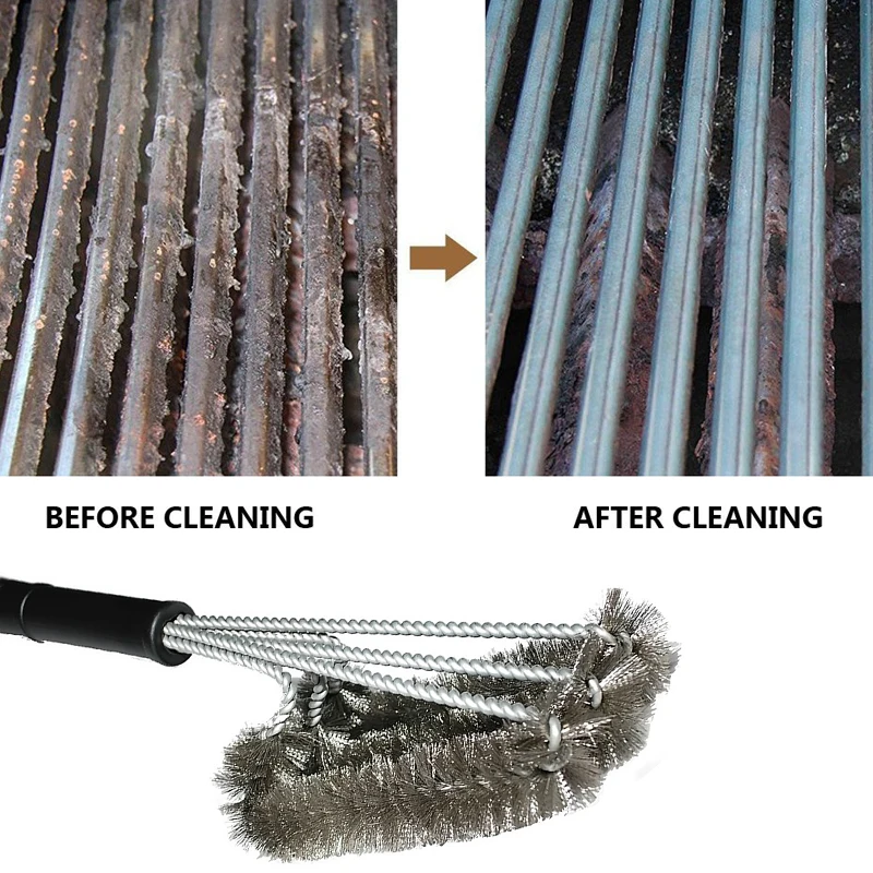 Non-stick Barbecue Grill BBQ Brush Stainless Steel Wire Bristles Cleaning Brushes With Handle Durable Cooking Tools Accessories | Дом и сад