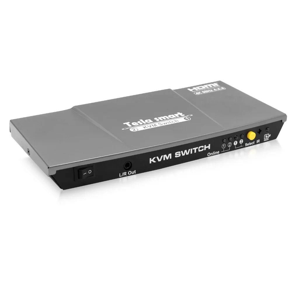 2x1 KVM переключатель 4K60Hz HDMI KVM переключатель 2 порта Tesla smart HDMI переключатель поддержка 3840*2160/4K* 2K и USB 2,0 портов клавиатура и мышь